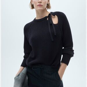 Mango Blue Crew Neck Sweater with Soft Texture